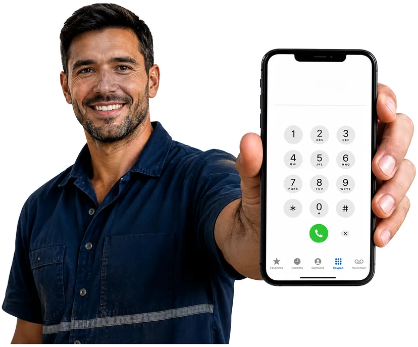Plumber answering a Mortlake enquiry by phone